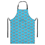 French Bulldog Faces Pattern Print Bib Apron With Pocket
