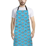 French Bulldog Faces Pattern Print Bib Apron With Pocket
