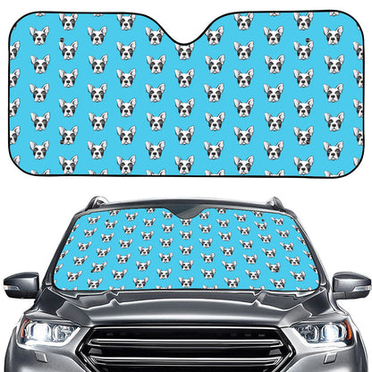 French Bulldog Faces Pattern Print Car Windshield Sun Shade