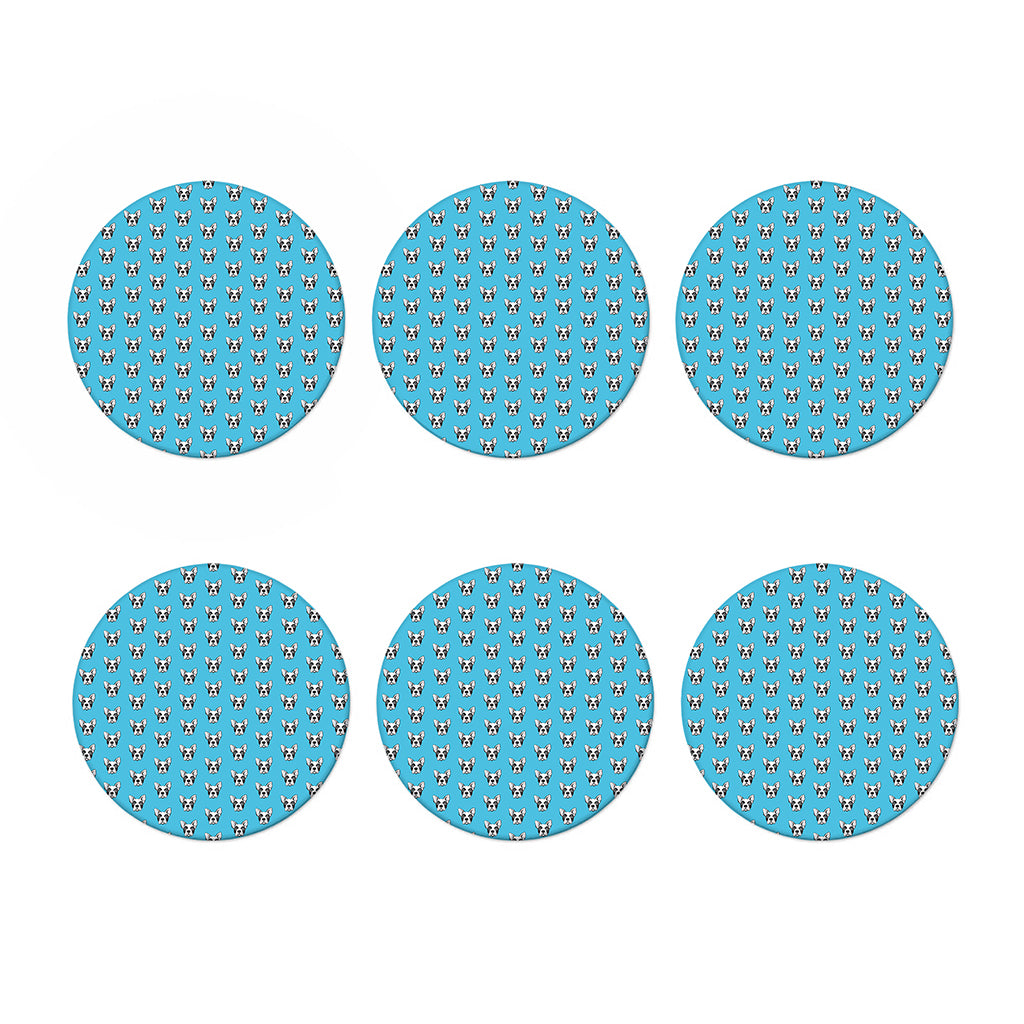 French Bulldog Faces Pattern Print Coaster Set