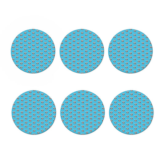 French Bulldog Faces Pattern Print Coaster Set