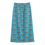 French Bulldog Faces Pattern Print Cotton Front Slit Maxi Skirt