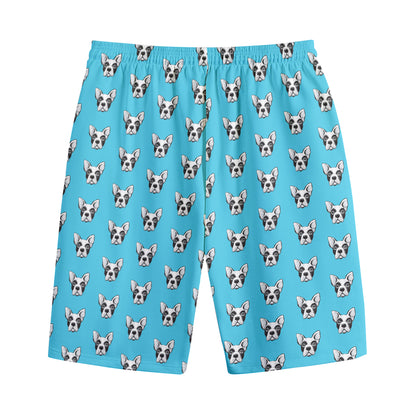French Bulldog Faces Pattern Print Cotton Shorts