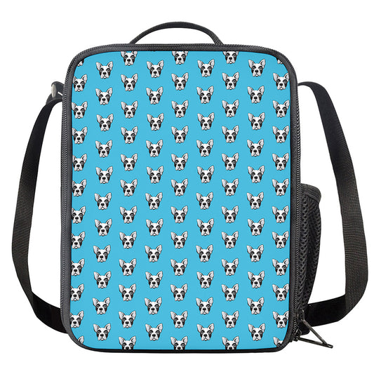 French Bulldog Faces Pattern Print Crossbody Lunch Bag
