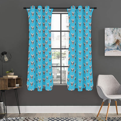 French Bulldog Faces Pattern Print Curtain