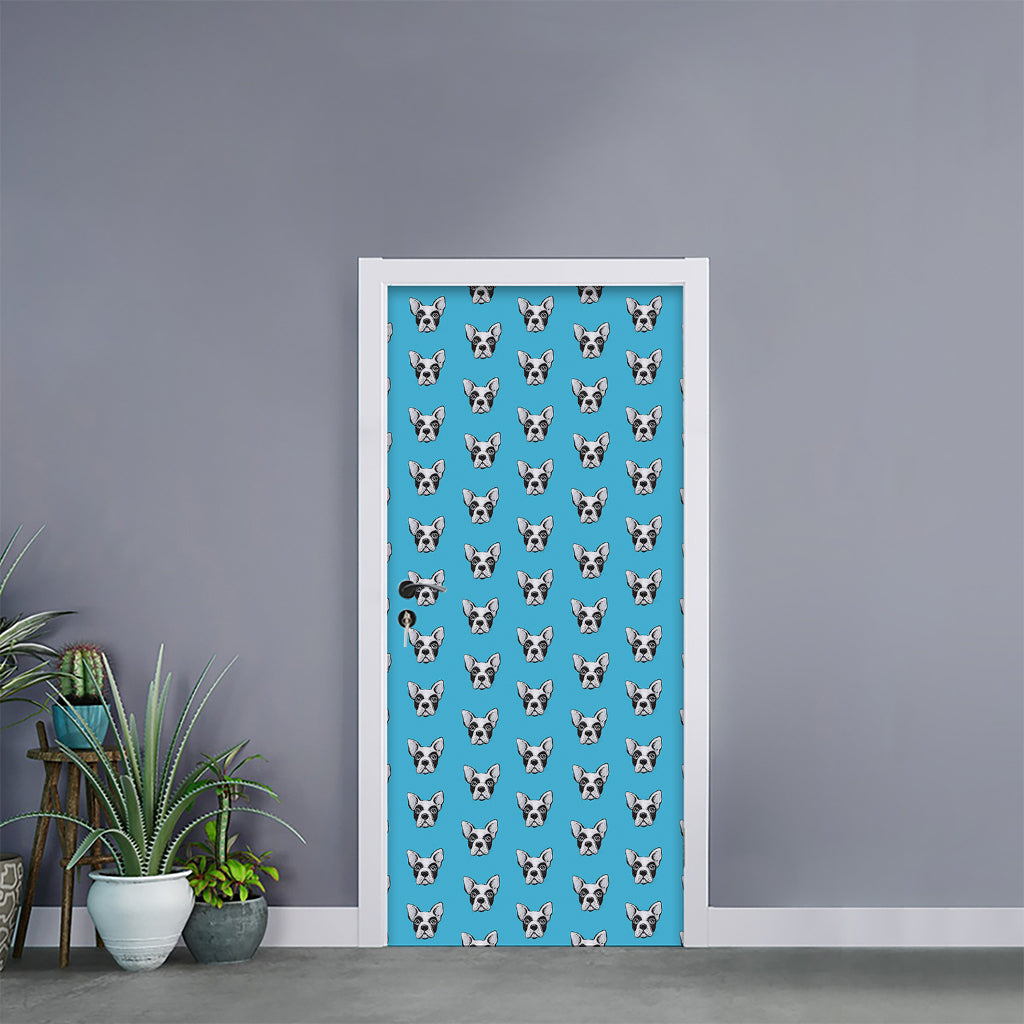 French Bulldog Faces Pattern Print Door Sticker