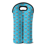 French Bulldog Faces Pattern Print Double Neoprene Wine Tote