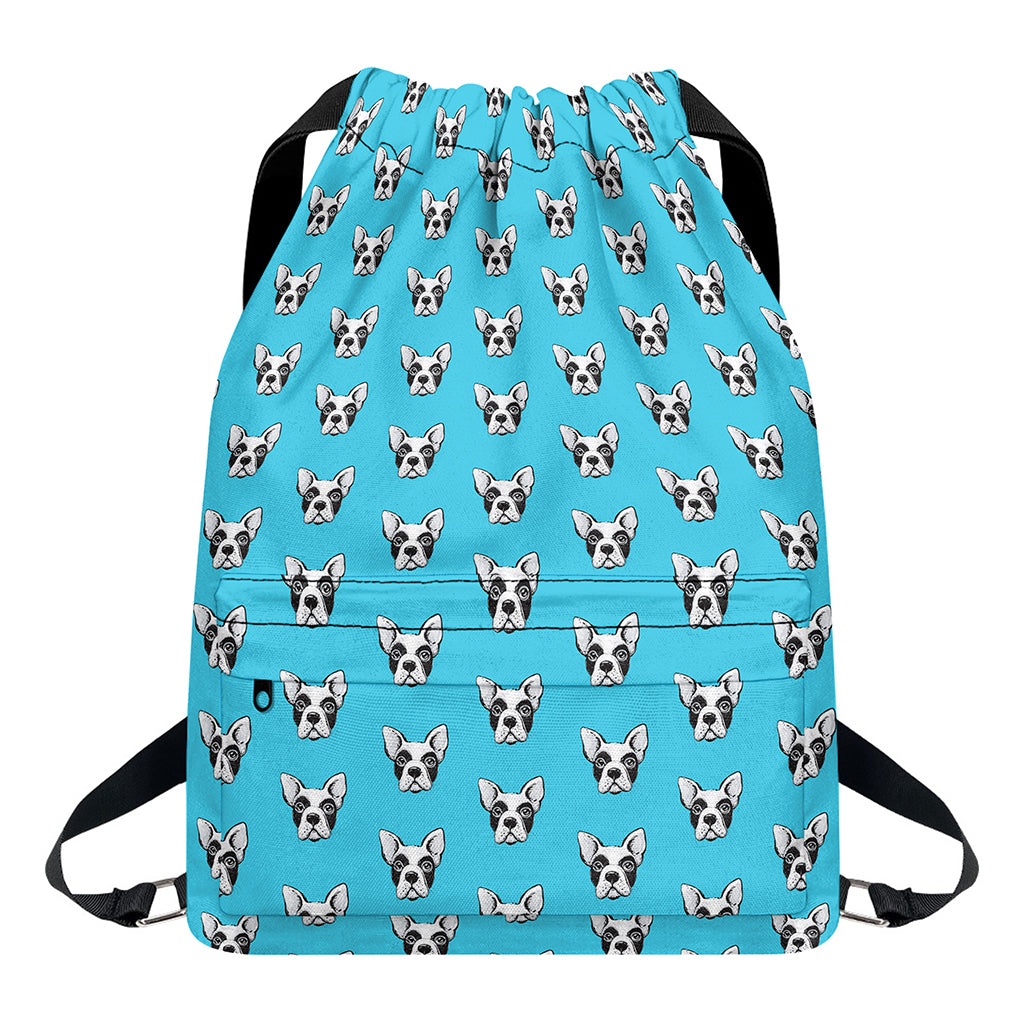 French Bulldog Faces Pattern Print Drawstring Backpack