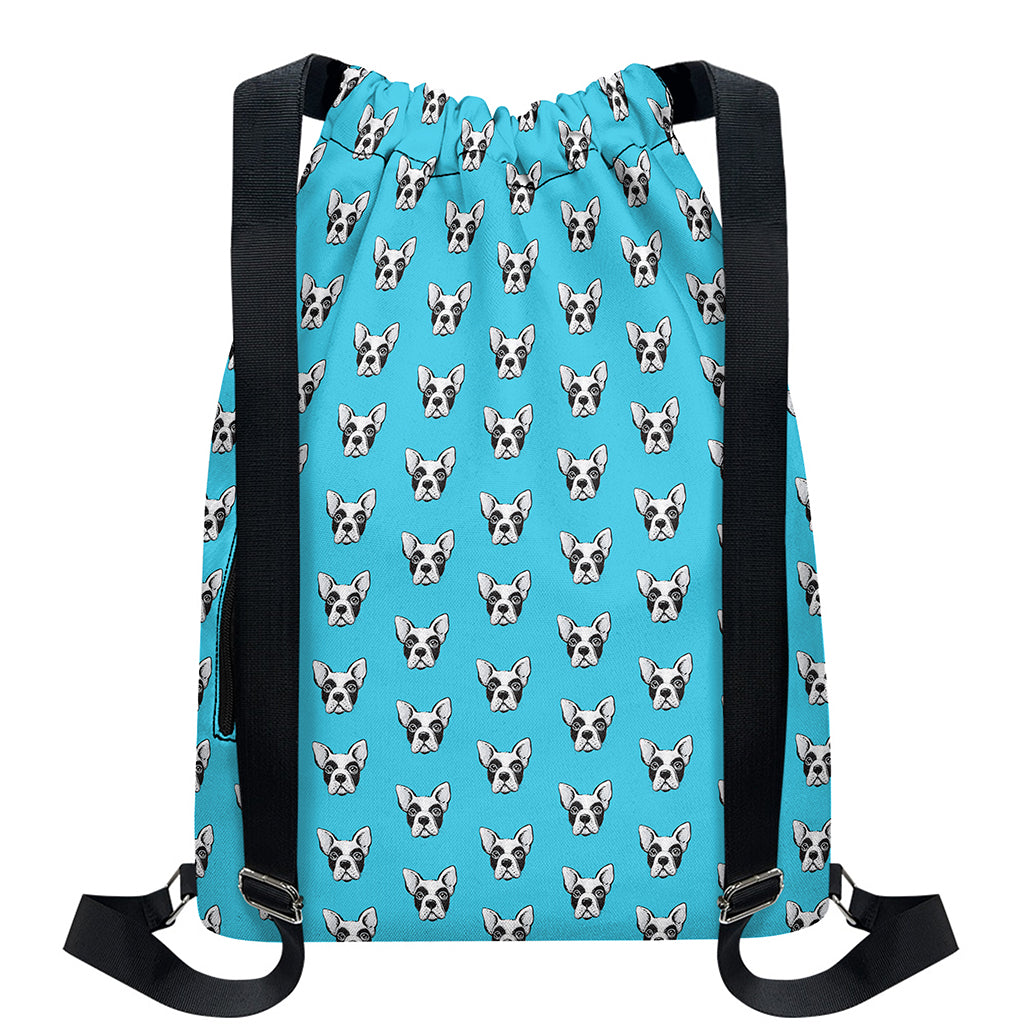 French Bulldog Faces Pattern Print Drawstring Backpack