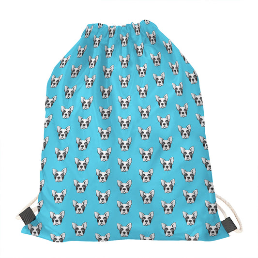 French Bulldog Faces Pattern Print Drawstring Bag