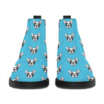 French Bulldog Faces Pattern Print Flat Ankle Boots