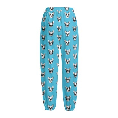 French Bulldog Faces Pattern Print Fleece Lined Knit Pants