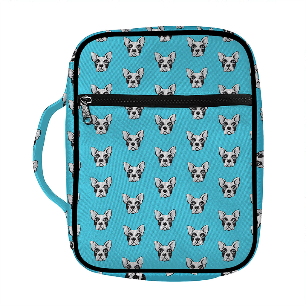 French Bulldog Faces Pattern Print Front Pocket Bible Bag