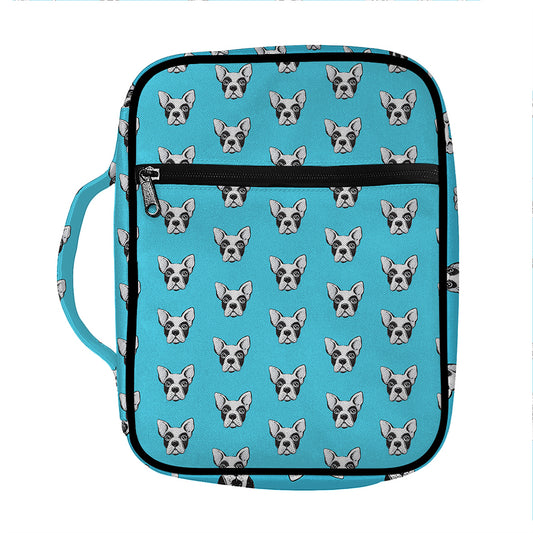 French Bulldog Faces Pattern Print Front Pocket Bible Bag