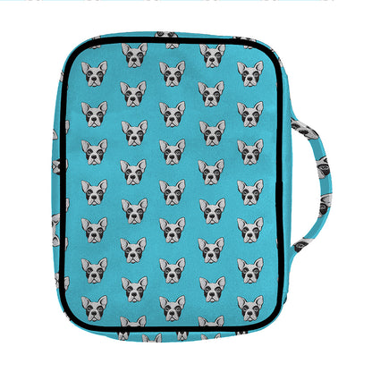 French Bulldog Faces Pattern Print Front Pocket Bible Bag