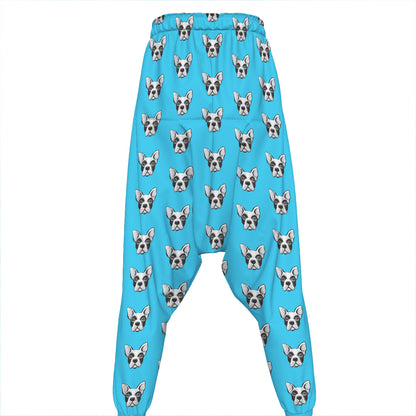 French Bulldog Faces Pattern Print Hammer Pants