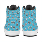 French Bulldog Faces Pattern Print High Top Leather Sneakers
