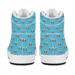 French Bulldog Faces Pattern Print High Top Leather Sneakers