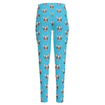 French Bulldog Faces Pattern Print High-Waisted Pocket Leggings