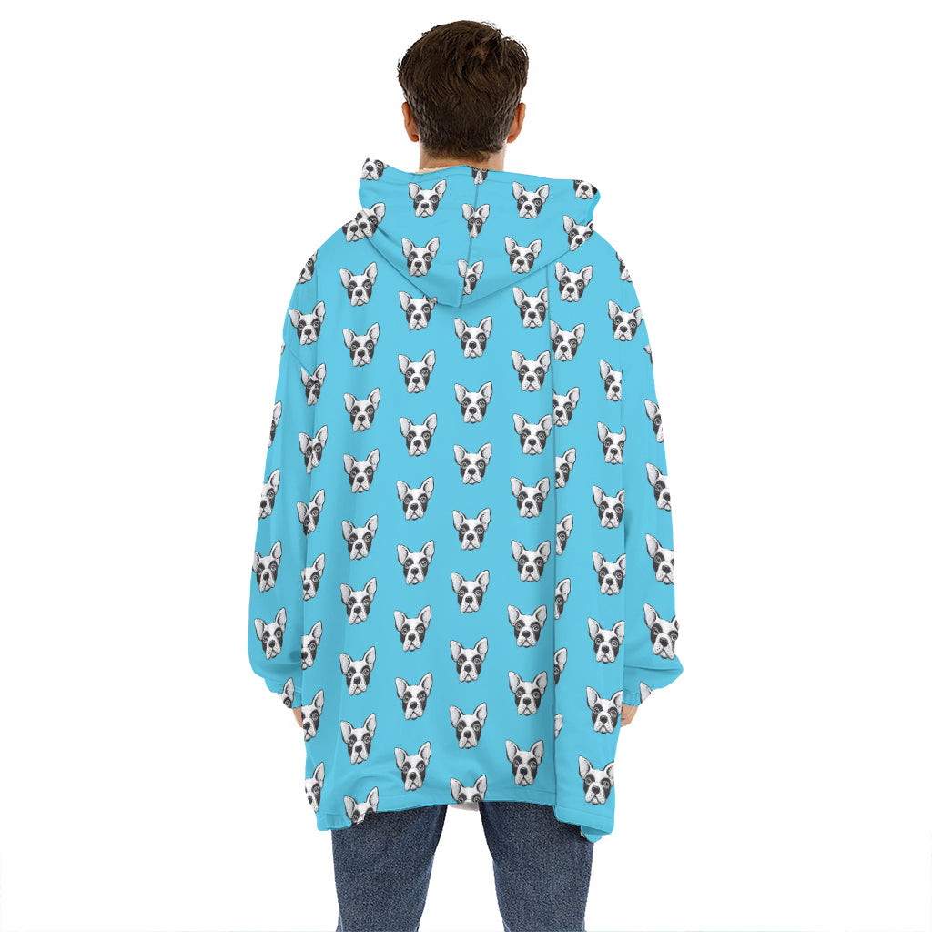 French Bulldog Faces Pattern Print Hoodie Blanket