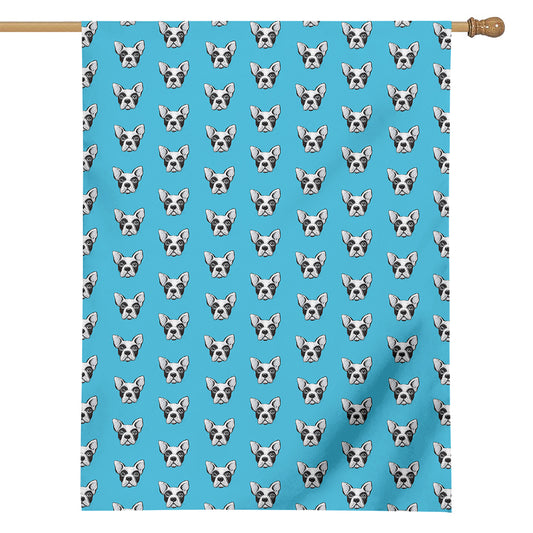 French Bulldog Faces Pattern Print House Flag