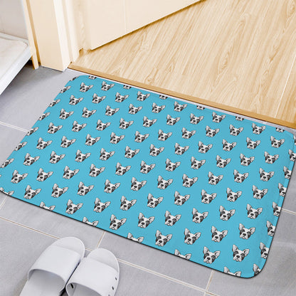 French Bulldog Faces Pattern Print Indoor Door Mat