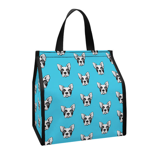 French Bulldog Faces Pattern Print Insulated Lunch Tote