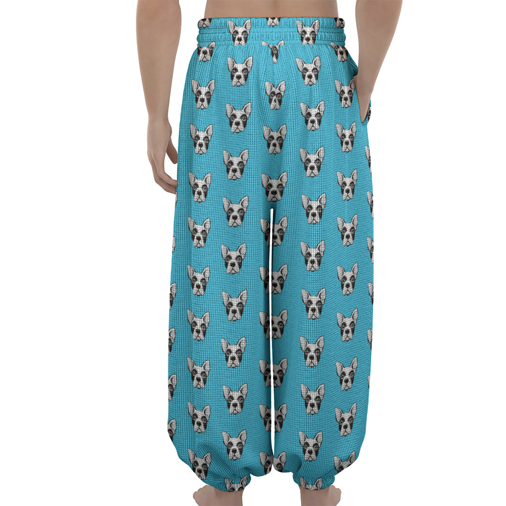French Bulldog Faces Pattern Print Lantern Pants