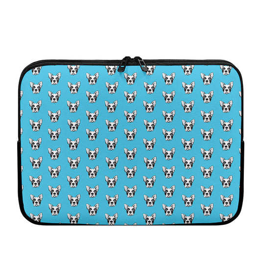 French Bulldog Faces Pattern Print Laptop Sleeve