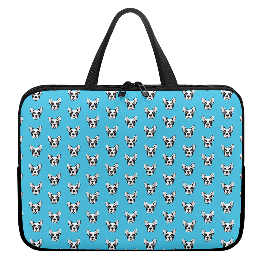 French Bulldog Faces Pattern Print Laptop Sleeve With Handle