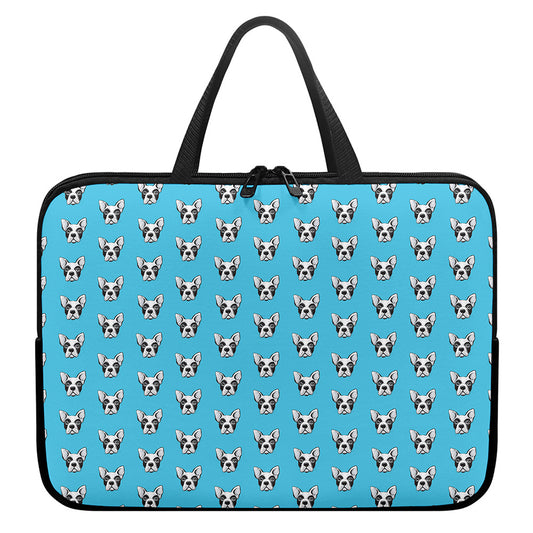 French Bulldog Faces Pattern Print Laptop Sleeve With Handle