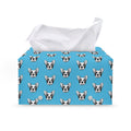 French Bulldog Faces Pattern Print Leather Tissue Box Cover