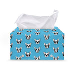 French Bulldog Faces Pattern Print Leather Tissue Box Cover