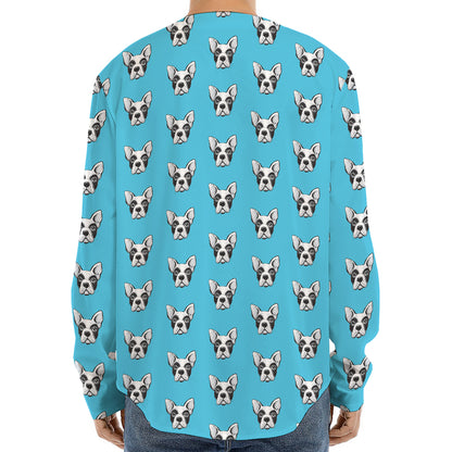 French Bulldog Faces Pattern Print Long Sleeve Baseball Jersey