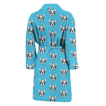 French Bulldog Faces Pattern Print Men's Bathrobe
