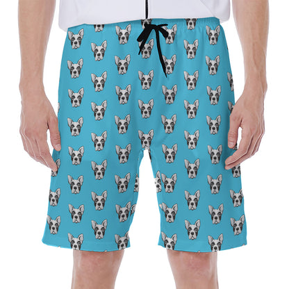 French Bulldog Faces Pattern Print Men's Beach Shorts