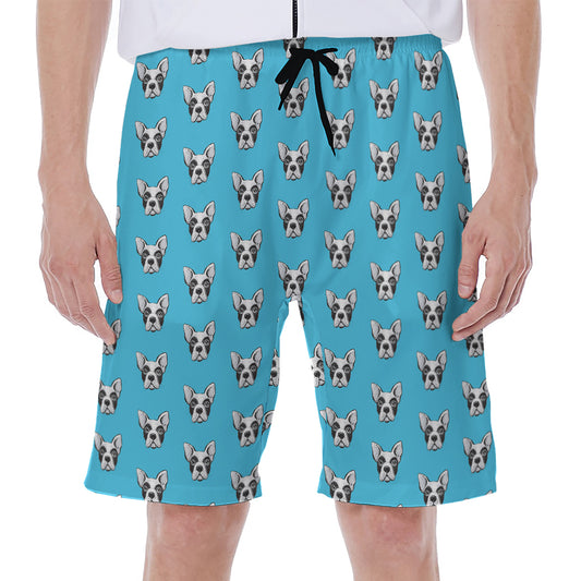 French Bulldog Faces Pattern Print Men's Beach Shorts