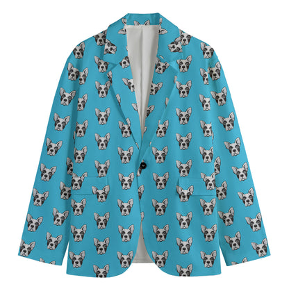 French Bulldog Faces Pattern Print Men's Blazer