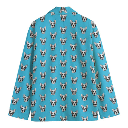 French Bulldog Faces Pattern Print Men's Blazer