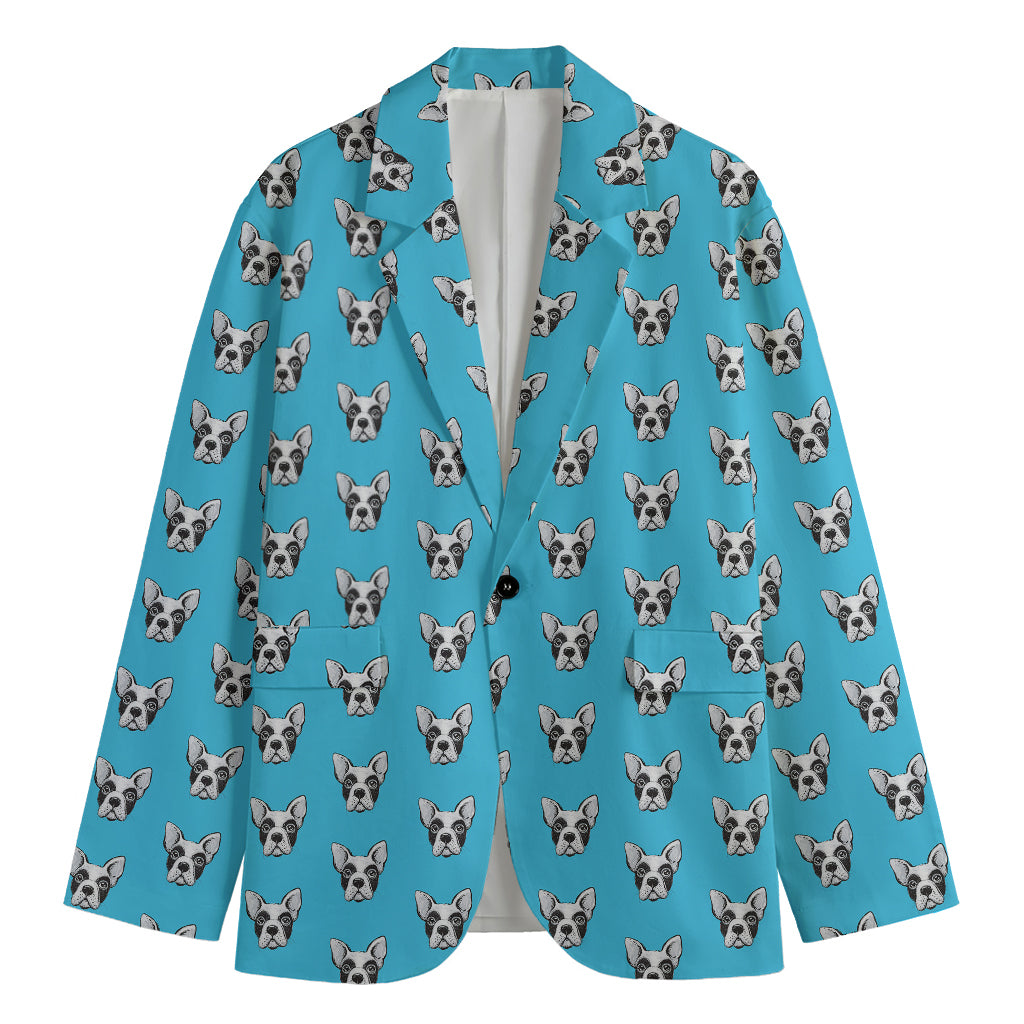 French Bulldog Faces Pattern Print Men's Cotton Blazer