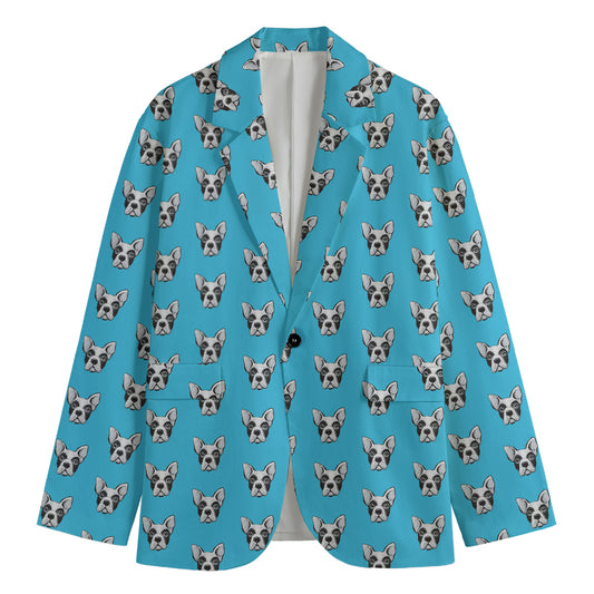 French Bulldog Faces Pattern Print Men's Cotton Blazer