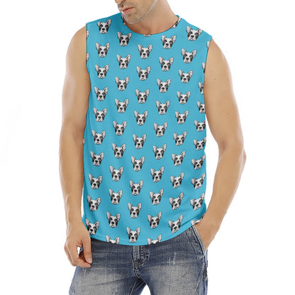 French Bulldog Faces Pattern Print Men's Fitness Tank Top