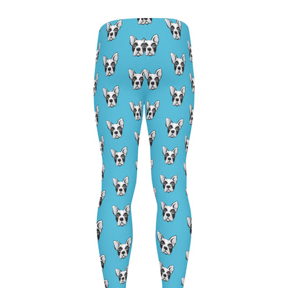 French Bulldog Faces Pattern Print Men's leggings