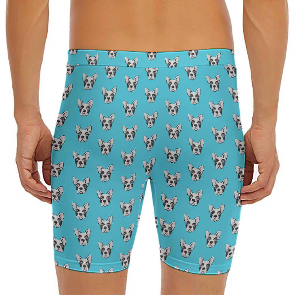 French Bulldog Faces Pattern Print Men's Long Boxer Briefs