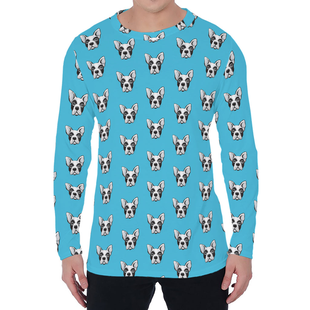 French Bulldog Faces Pattern Print Men's Long Sleeve T-Shirt