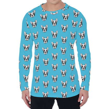 French Bulldog Faces Pattern Print Men's Long Sleeve T-Shirt