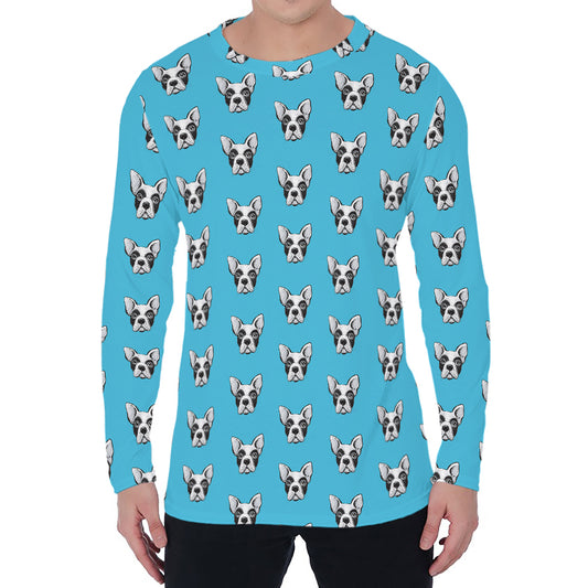 French Bulldog Faces Pattern Print Men's Long Sleeve T-Shirt