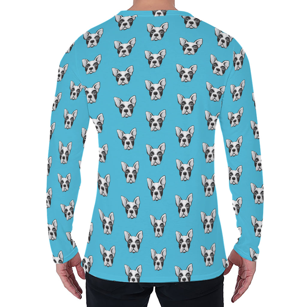 French Bulldog Faces Pattern Print Men's Long Sleeve T-Shirt