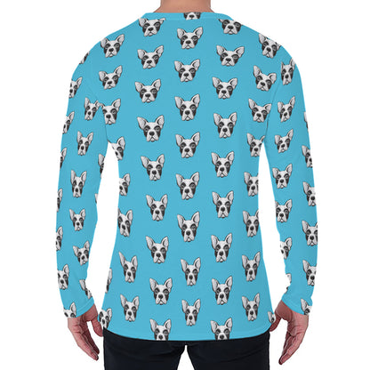French Bulldog Faces Pattern Print Men's Long Sleeve T-Shirt