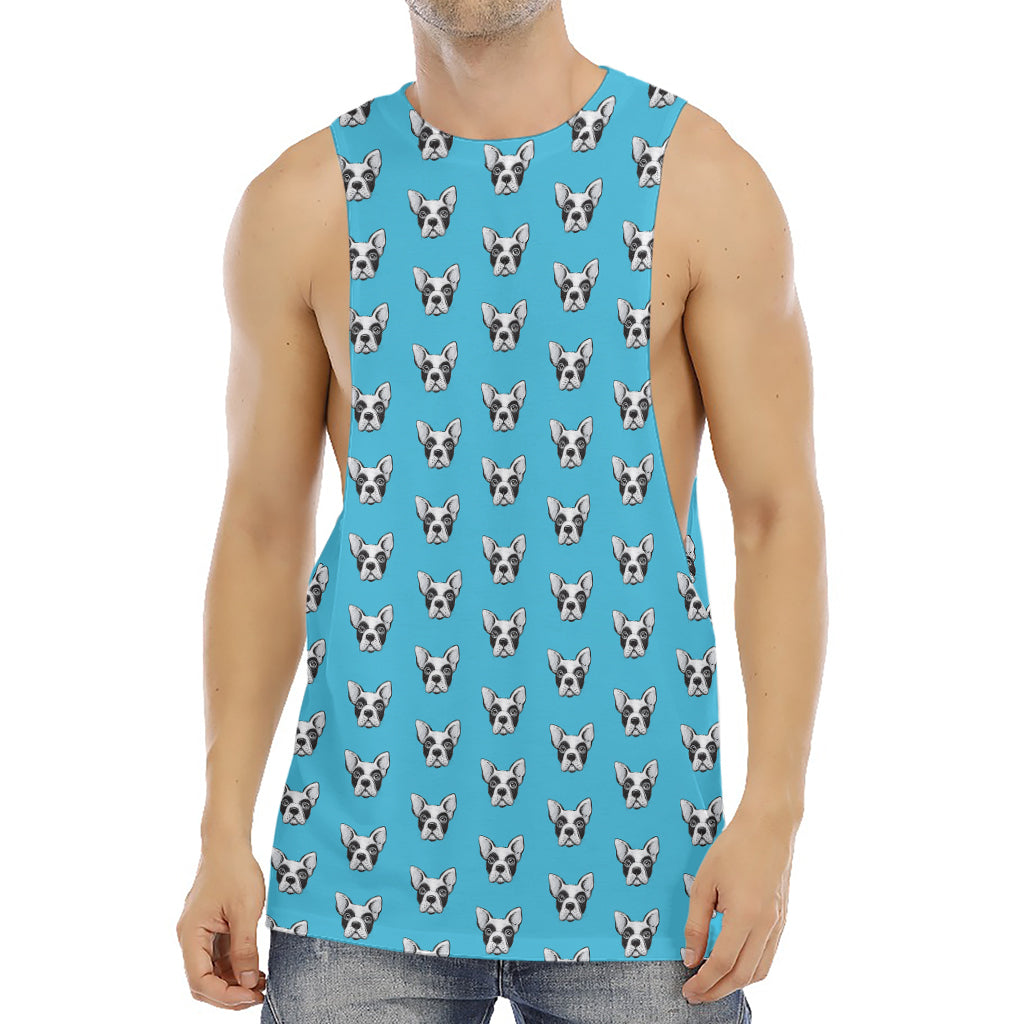 French Bulldog Faces Pattern Print Men's Muscle Tank Top